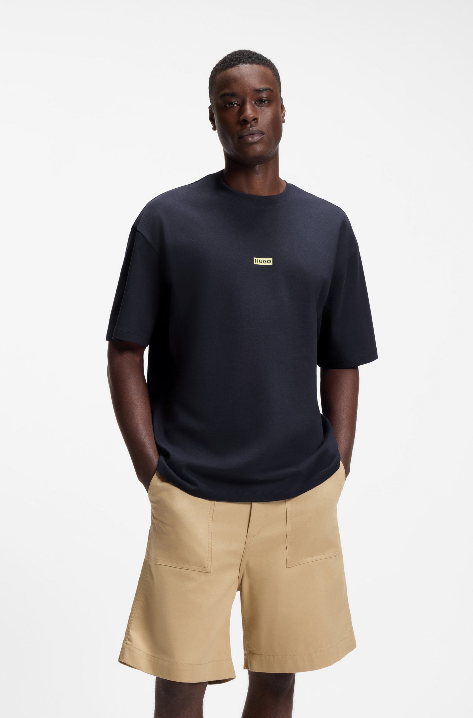 HUGO Blue T-Shirt Nalono mit Logodruck, Oversized Look mit Backprint günstig online kaufen