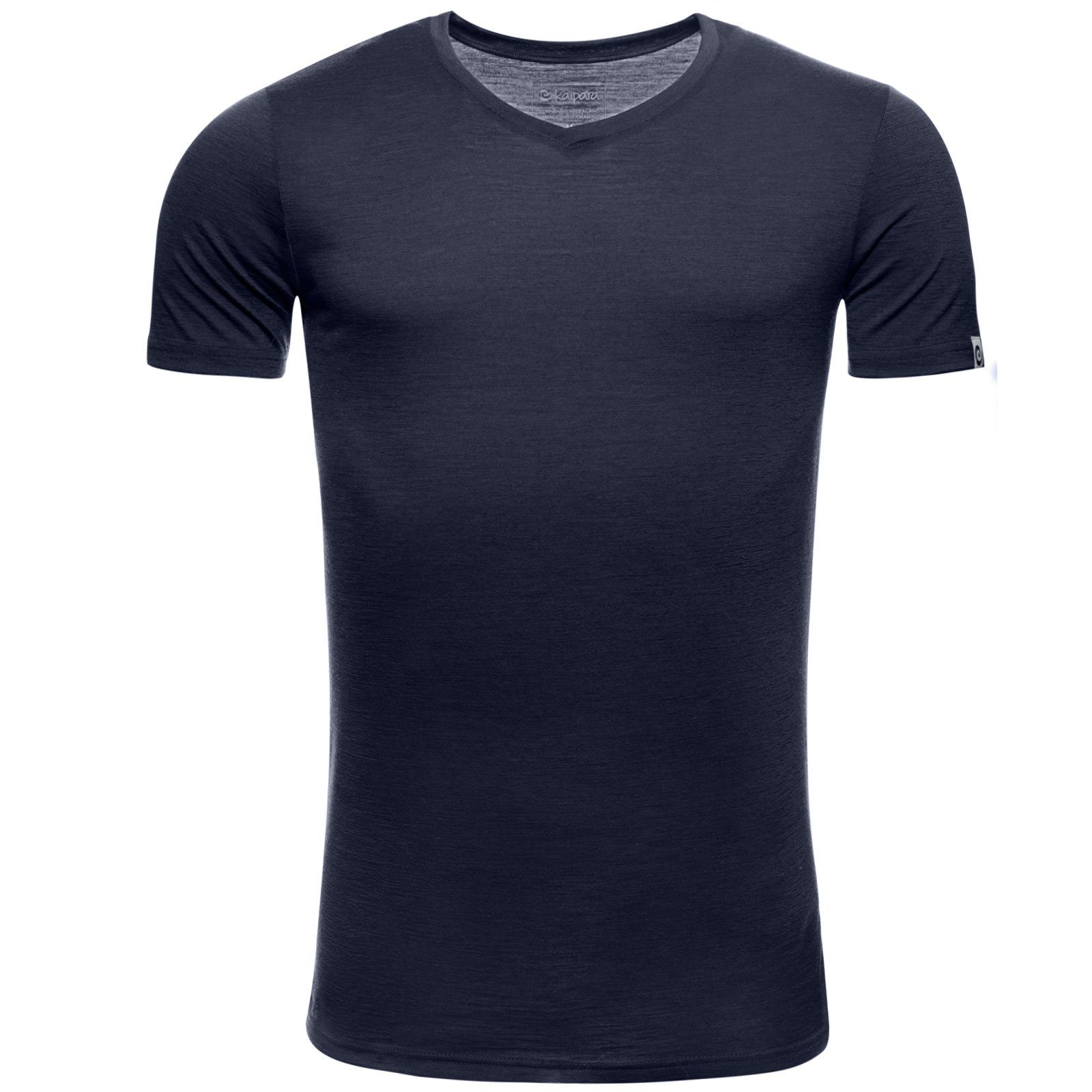 Kaipara - Merino Sportswear Funktionsshirt reiner Herren in Shirt V-Neck Marine Merinowolle Merino Kurzarm Germany aus 150 Slimfit Made (1-tlg)