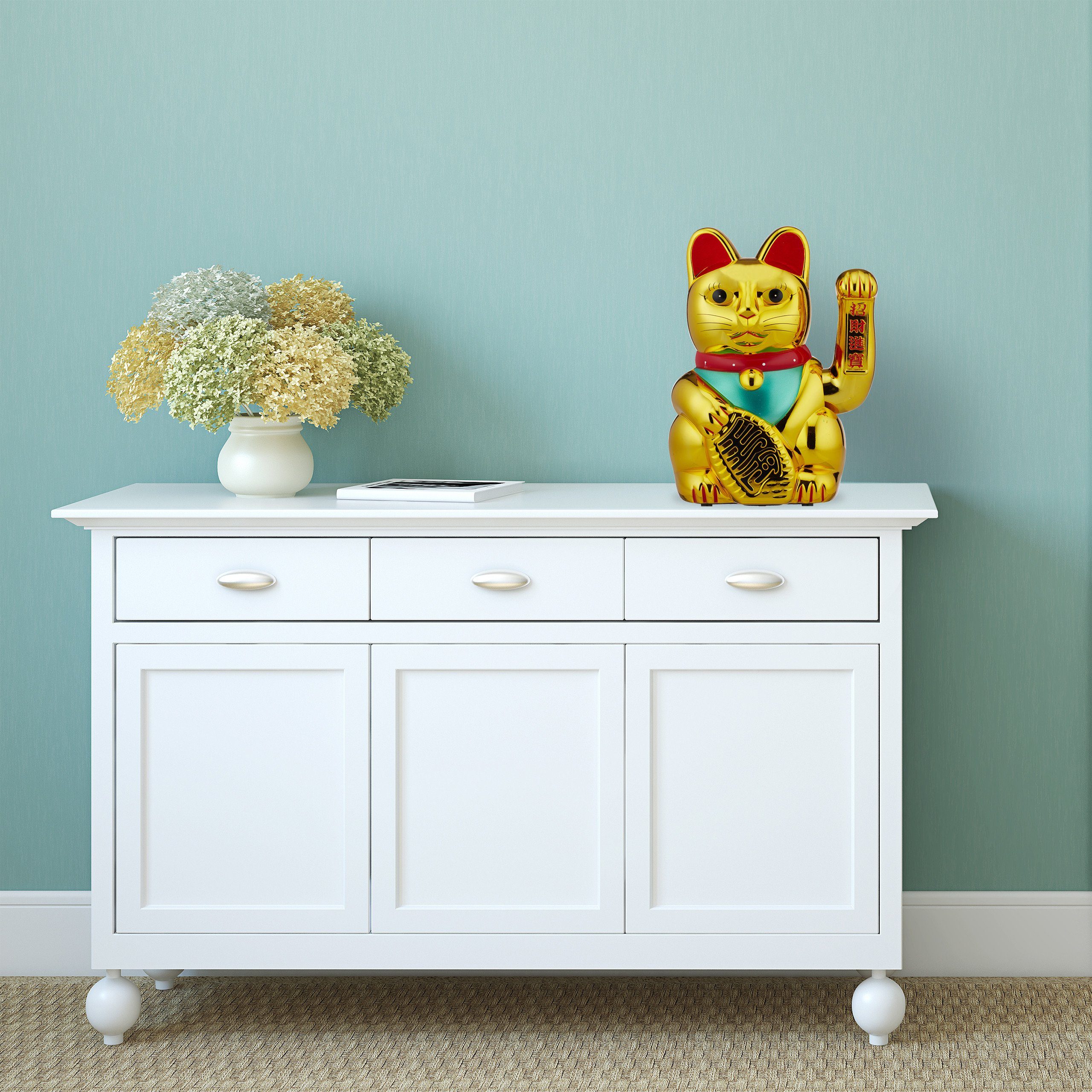 relaxdays Winkekatze XL Winkekatze gold