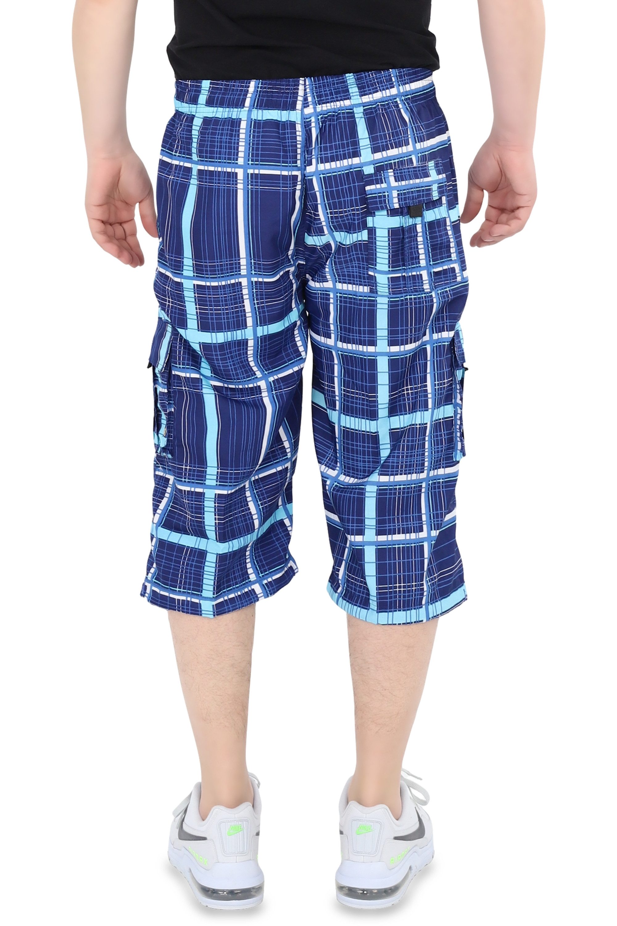 Ben Creek Cargobermudas QL05 3/4 Capri mit Multitaschen, kurze karierte Funktionshose Outdoorhose