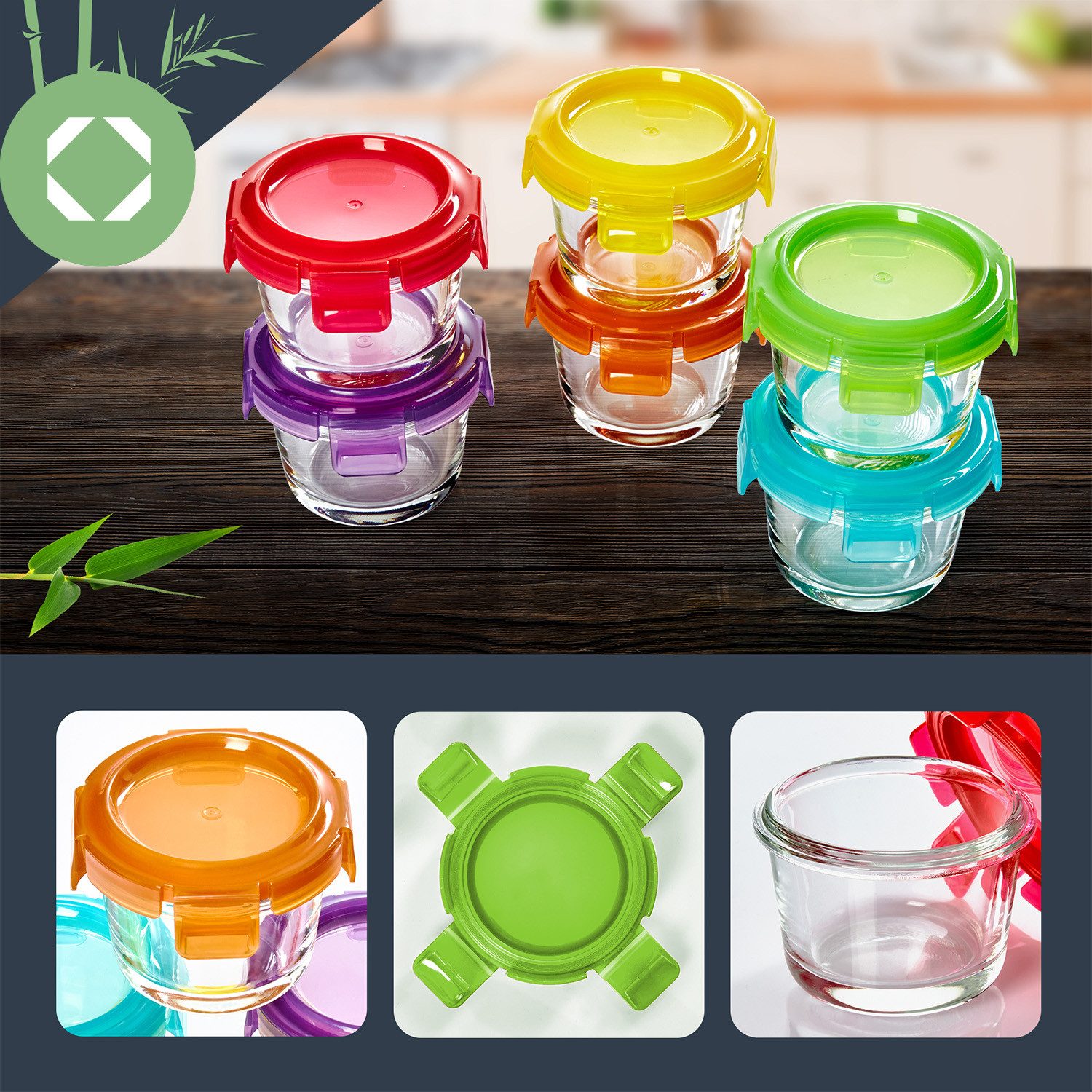 Klarstein Frischhaltedose Babygläser 6er-Set, Glas