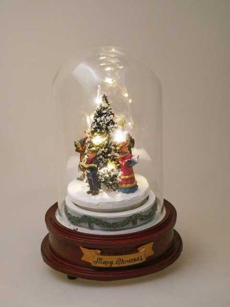 Musicboxworld Spieluhr Spieluhr - Glaskuppel mit beleuchtetem Weihnachtsbaum und Sängerin