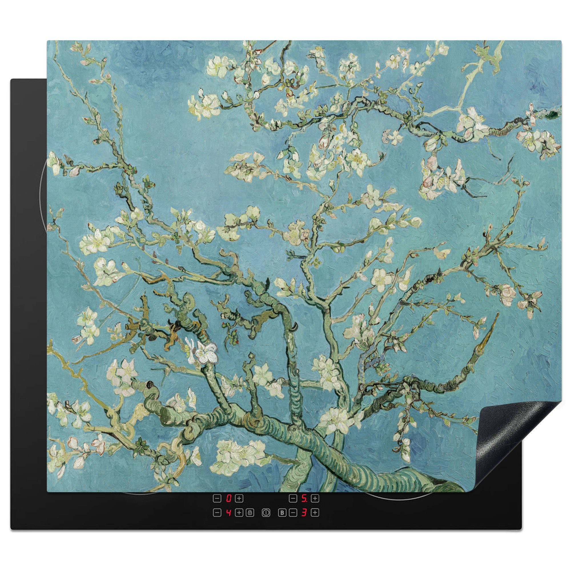 MuchoWow Herdblende-/Abdeckplatte Van Gogh - Mandelblüte - Alte Meister - Kunst - Vintage, Vinyl, (1 tlg), 59x51 cm, Induktionsschutz, Induktionskochfeld, Ceranfeldabdeckung