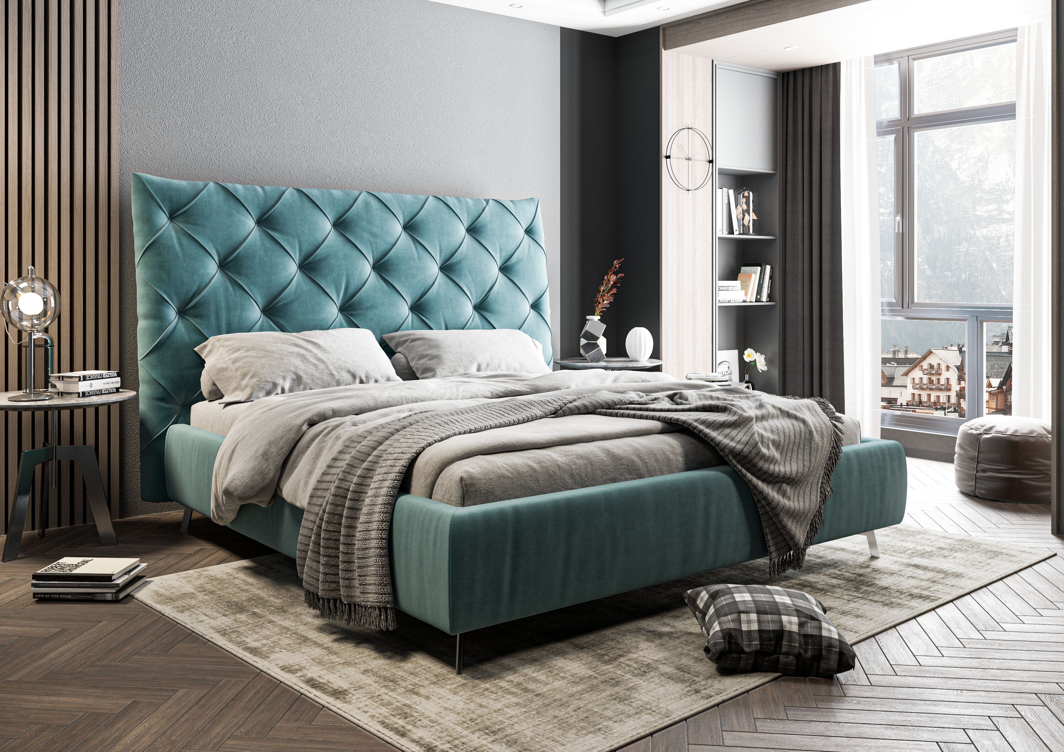 PLACES OF STYLE Polsterbett "Elloree, in 4 Breiten, hinten mit Originalstof günstig online kaufen