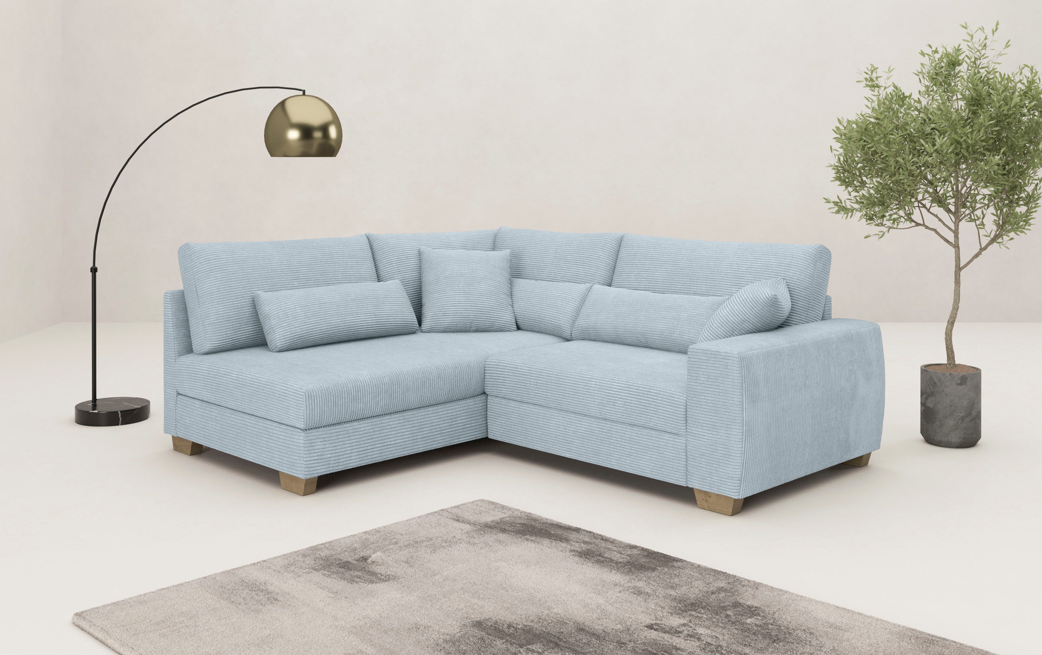 Mr. Couch Ecksofa "Helena L-Form", Mit Federkern, wahlweise mit Bettfunktio günstig online kaufen
