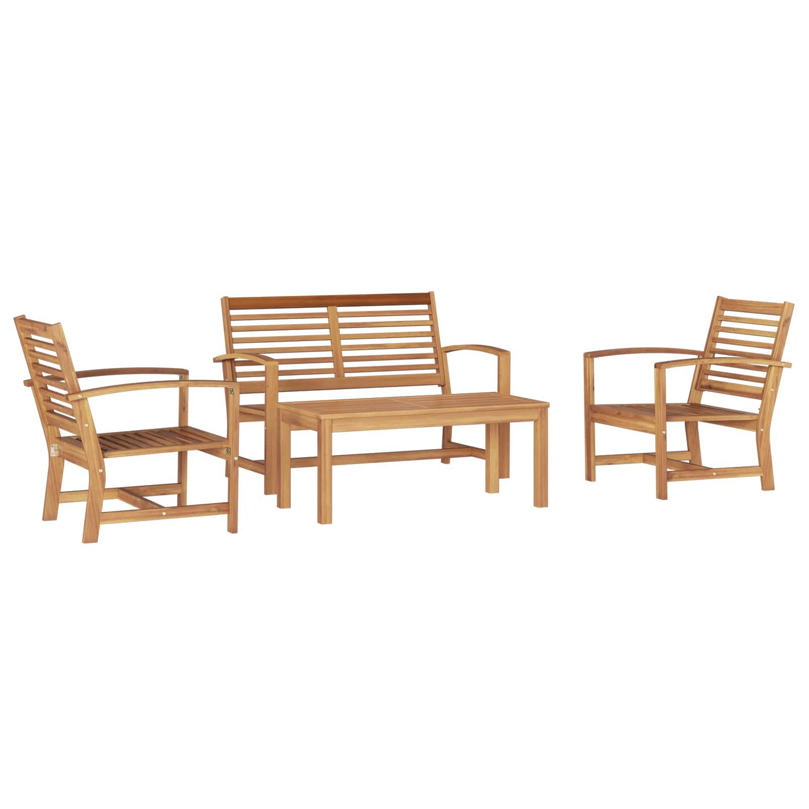 vidaXL Gartenlounge-Set Gartensofa-set 4 stk. Natur Massives holz, (4-tlg)