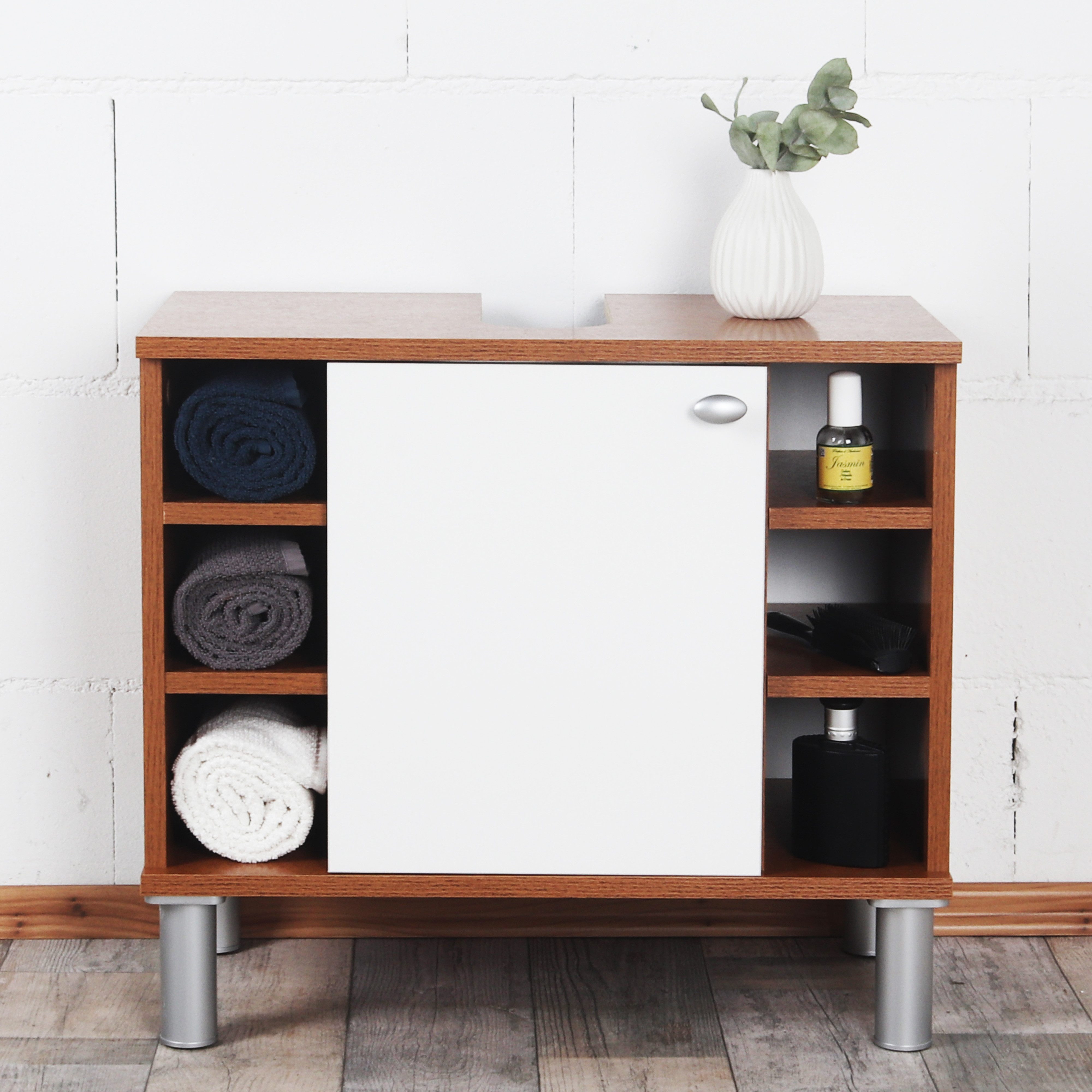 RICOO Badregal WM100-ER-W, 1-tlg., Waschbeckenunterschrank für Badezimmer oder Gäste WC Badschrank