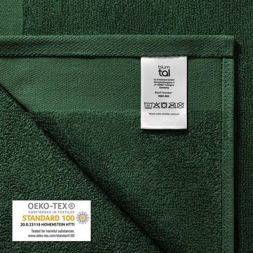 Blumtal Waschhandschuh 10er Set aus Frottee 15x20 cm - weich und saugstark, (Set), mit modischer Bordüre und praktischer Aufhängeschlaufe, 100% Baumwolle
