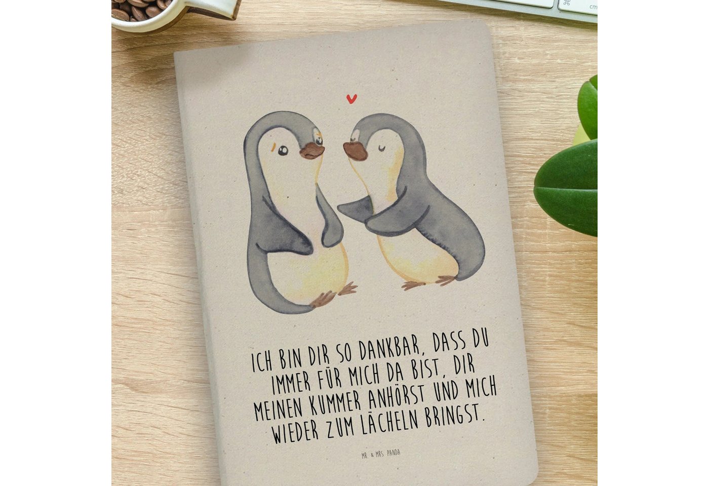 Thumbnail - Mr. & Mrs. Panda Notizbuch Pinguine trösten - Transparent - Geschenk, Valentinstag, DIN A4 Uni N Mr. & Mrs. Panda, Echte...