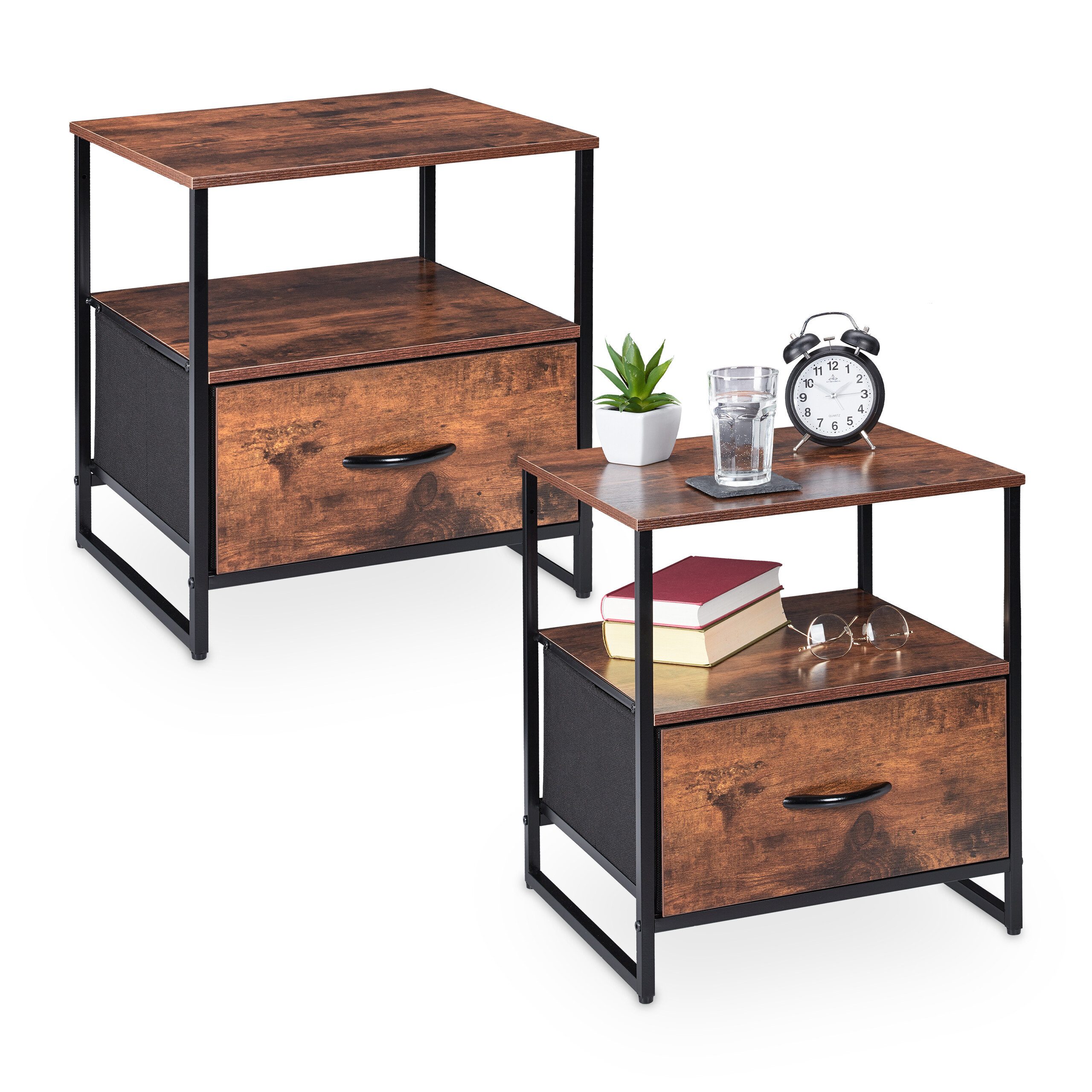 relaxdays Nachttisch Industrial 2er Set (2er günstig online kaufen