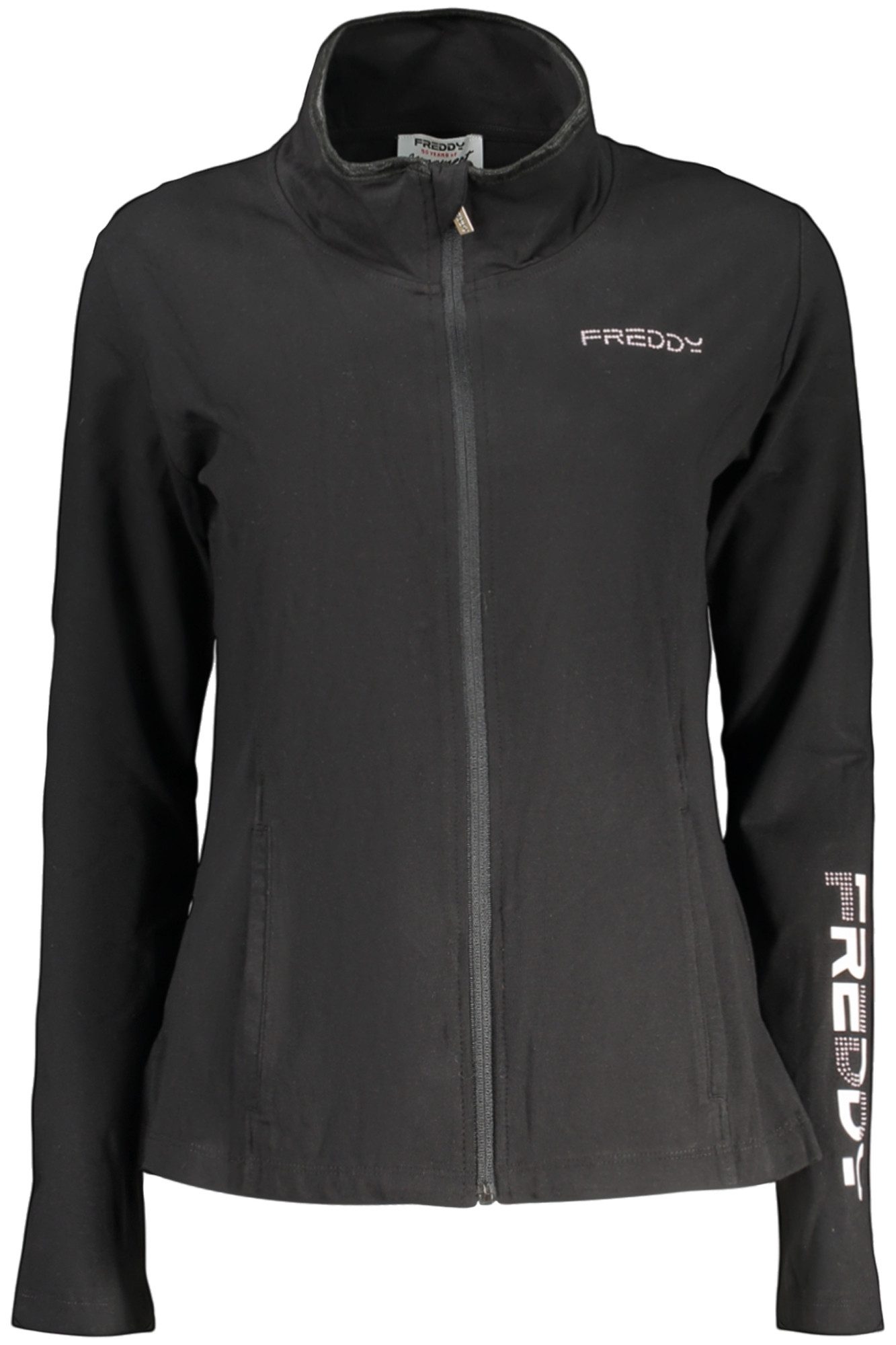 Freddy Sweatshirt Damen Sweatjacke Schwarz mit Reißverschluss und