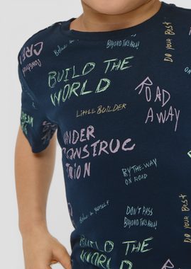 s.Oliver Kurzarmshirt T-Shirt mit All-over-Print Rippblende