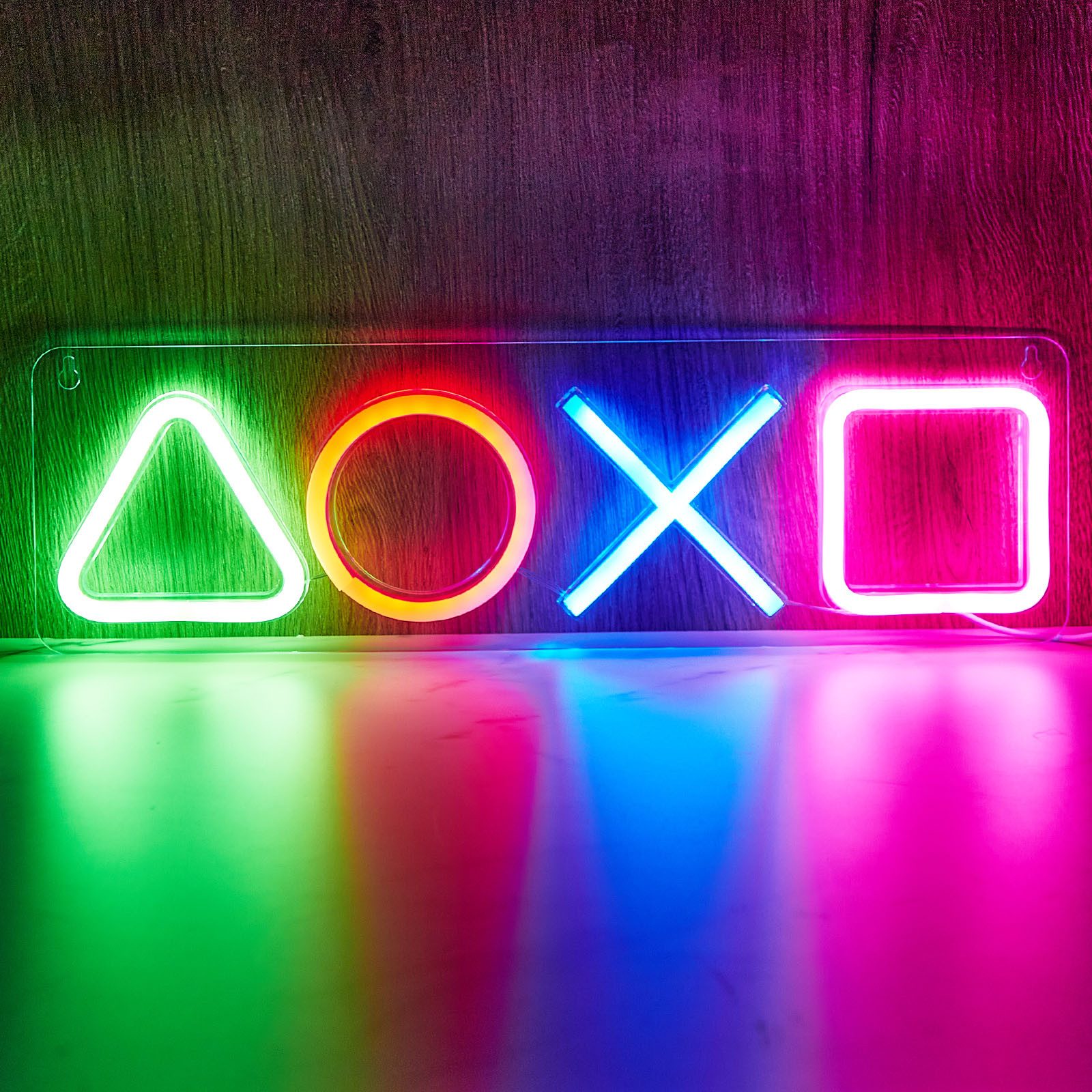 Sunicol LED Dekolicht Spieltaste Leuchtreklame Gaming Neon Schild Neonlicht, USB, LED Schild Gamepad Neon Sign Leuchtschrift für Wand Game Room