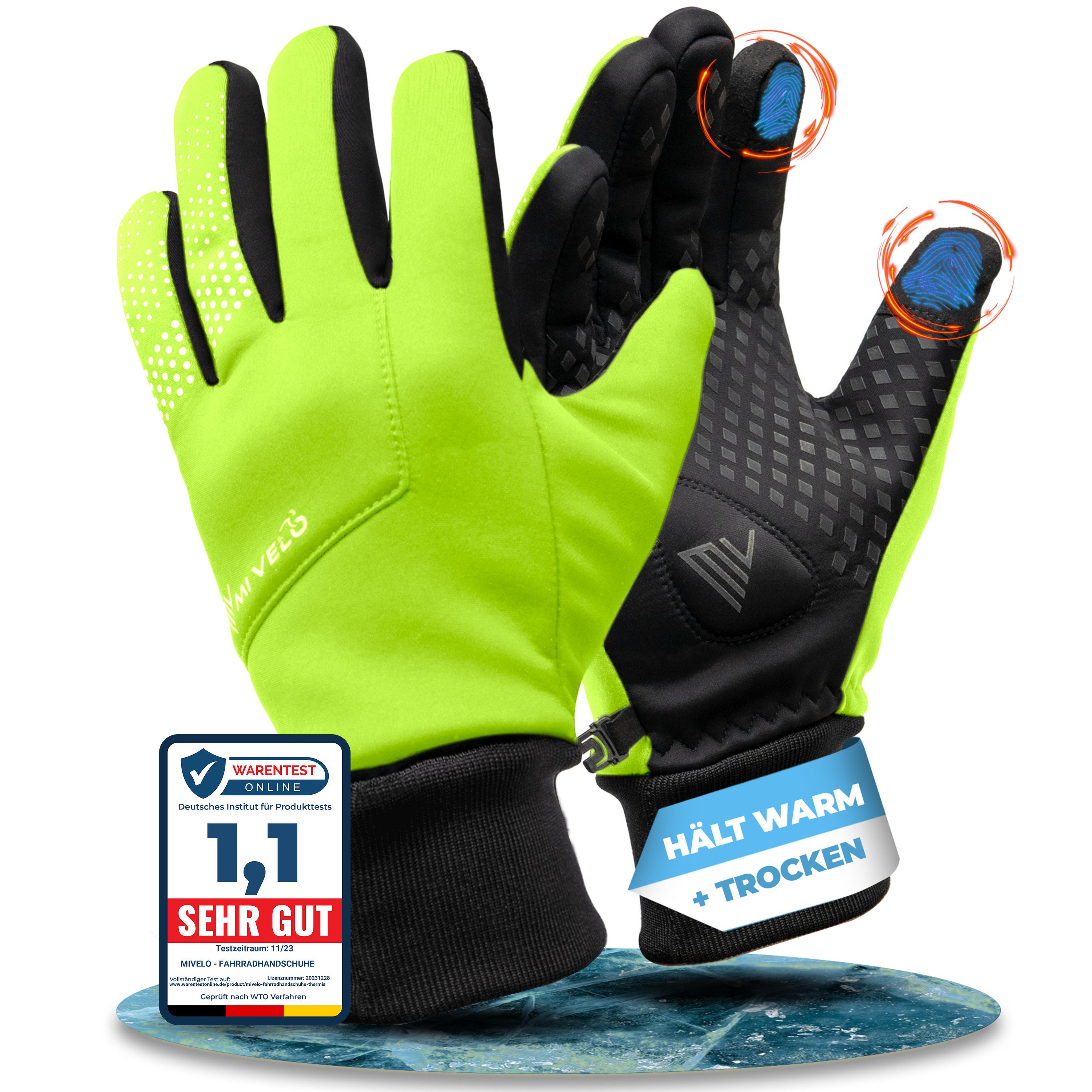 MIVELO Fahrradhandschuhe warme Winterhandschuhe wasserfest winddicht mit Touchscreen Funktion