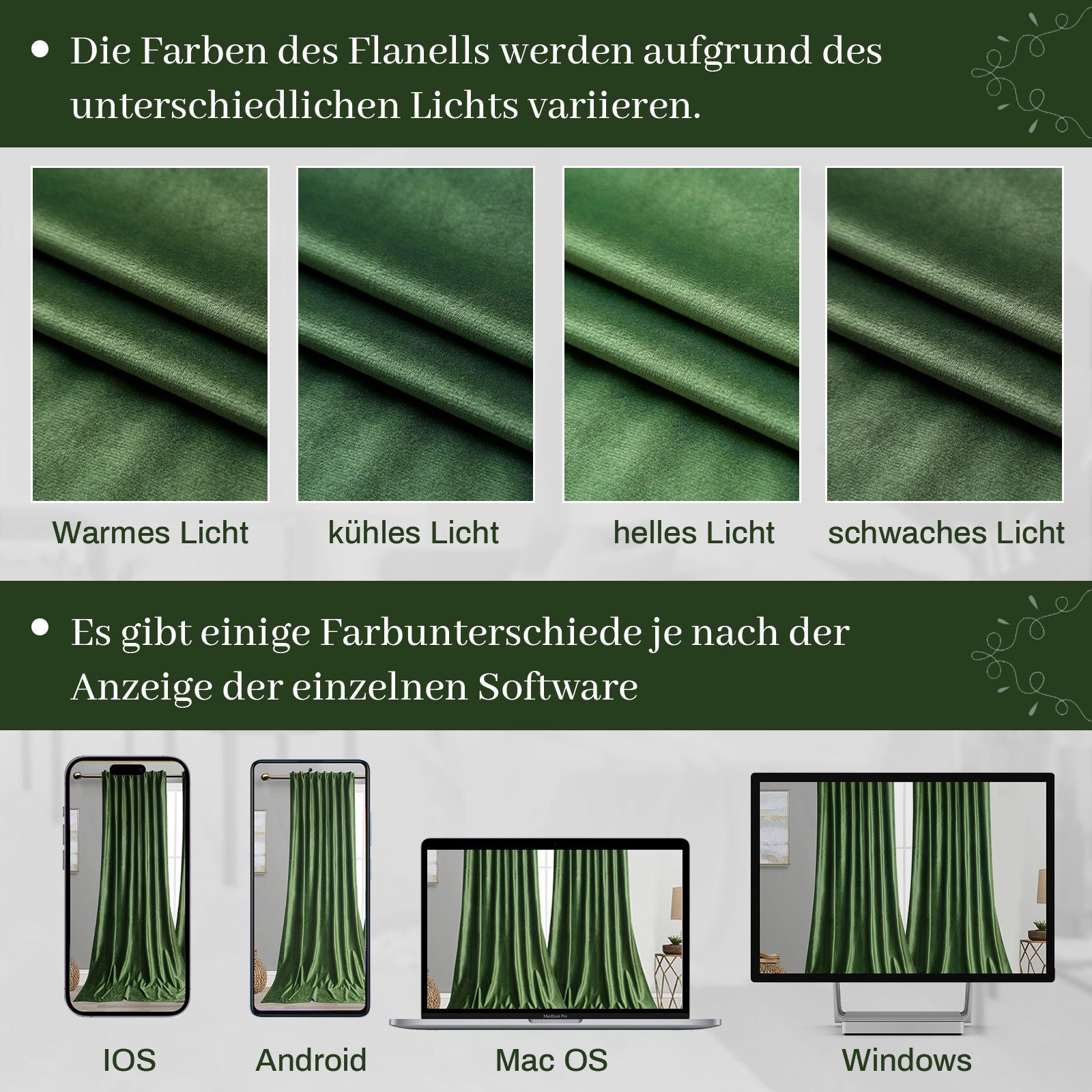 BTTO V&G Gardine VerdunkelungVorhang 2 St Samt,Multifunktionsband Vorhang Blickdicht, Thermovorhänge, BXH:132X213cm/132X244cm/132X274cm Vorhang – Bild 3 von 5