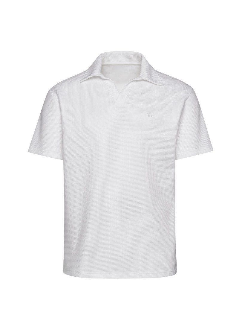 Poloshirt TRIGEMA Oversized Poloshirt ohne Knopfleiste in Waffeloptik