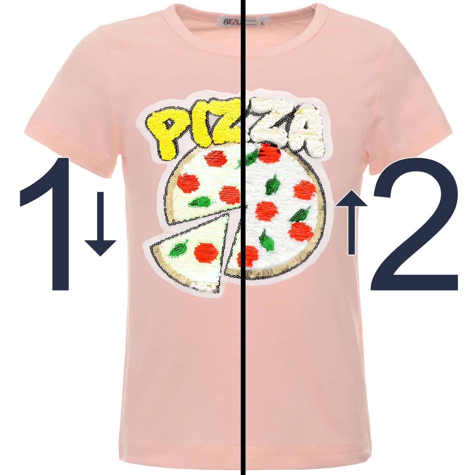 PIZZA Rosa T-Shirt Paillettenshirt Mädchen Wendepailletten mit mit BEZLIT Motiv (1-tlg) Wende Pailletten