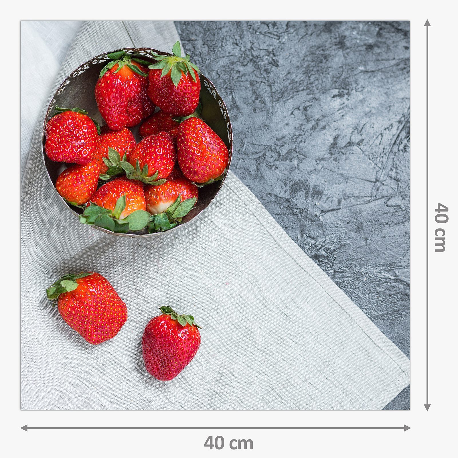 Erdbeeren im mit Motiv Glas Spritzschutz Topf Küchenrückwand Küchenrückwand Primedeco