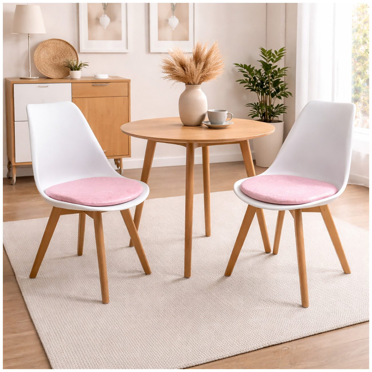 HTI-Living Esszimmerstuhl Esszimmerstuhl 2er Set Weiß mit Kunstledersitz (Set, 2 St), Küchenstuhl mit Kunststoffschale und Kunstledersitzfläche