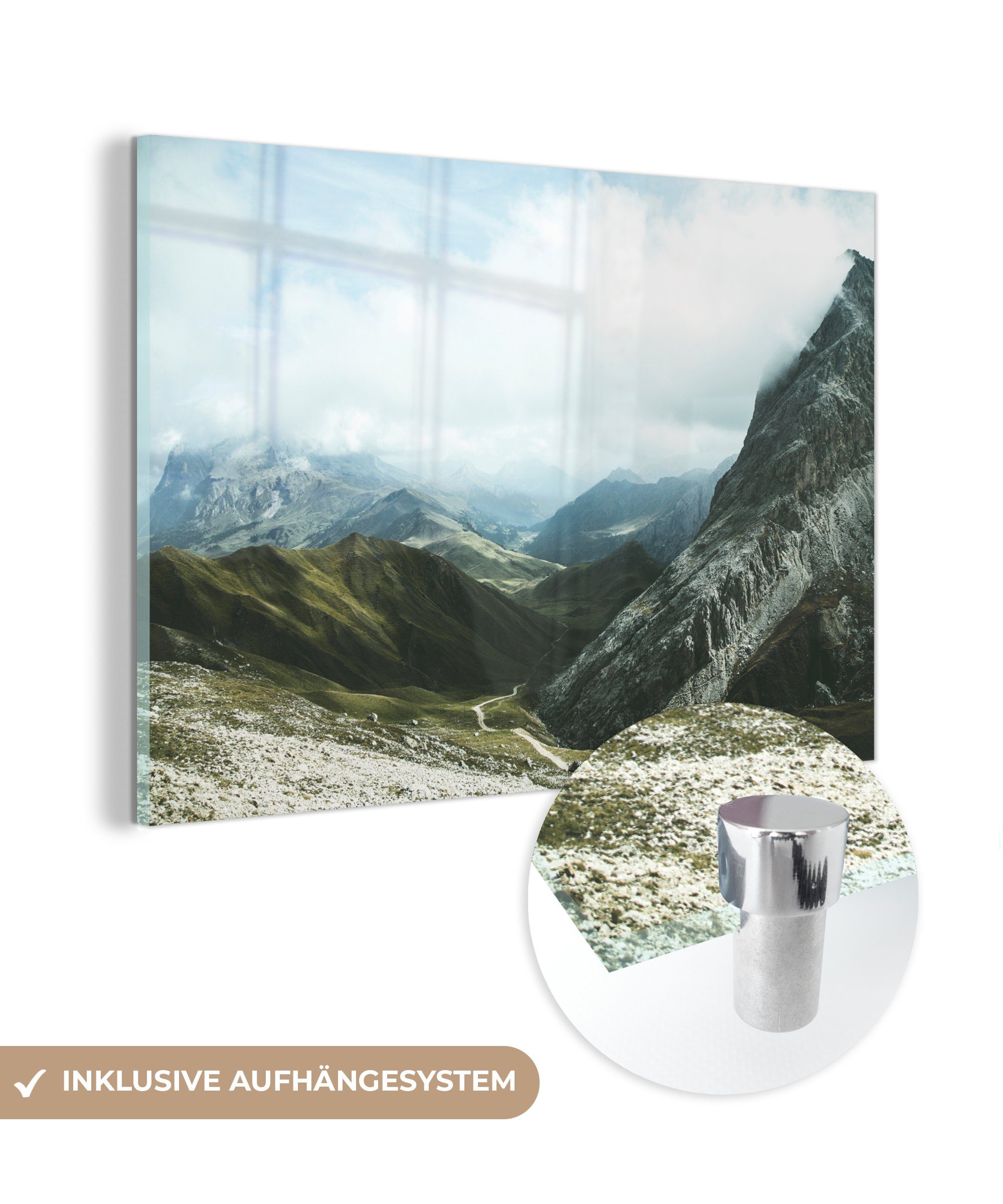 MuchoWow Acrylglasbild Italien - Berg - Nebel, (1 St), Acrylglasbilder Wohnzimmer & Schlafzimmer