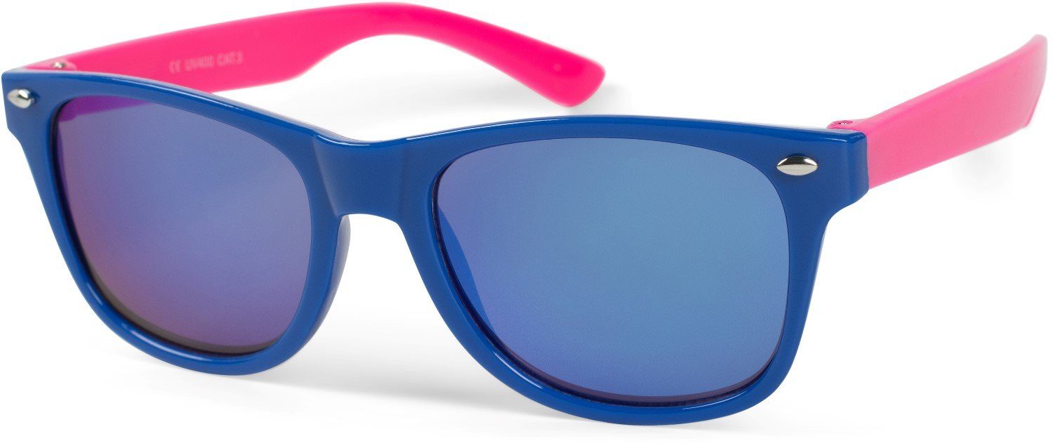 styleBREAKER Sonnenbrille (1-St) Verspiegelt Gestell Blau-Pink / Glas Blau verspiegelt