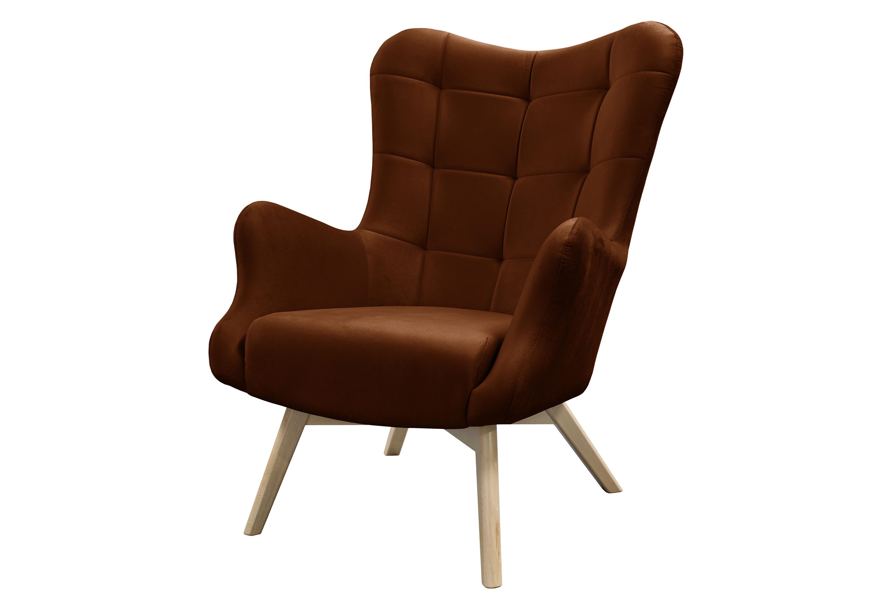 Lookway Sessel Sand auf Holzbeinen Relaxsessel mit gepolsterter Rückenlehne (1x Sessel), 101x79x85 cm