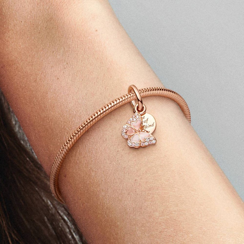Pandora Charm Schmetterling ROSE-782555C01, Schmetterling, Rosa, Rosévergoldet, Zirkonia