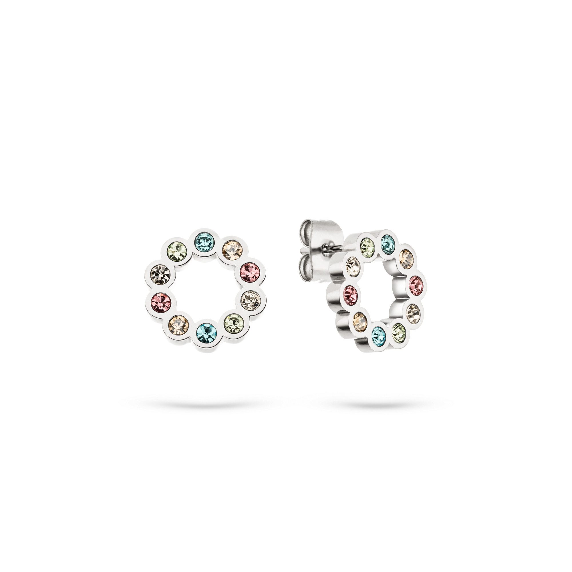 Tamaris Paar Ohrstecker Schmuck Geschenk Edelstahl Ohrstecker Colorful Circle, mit Zirkonia (synth)