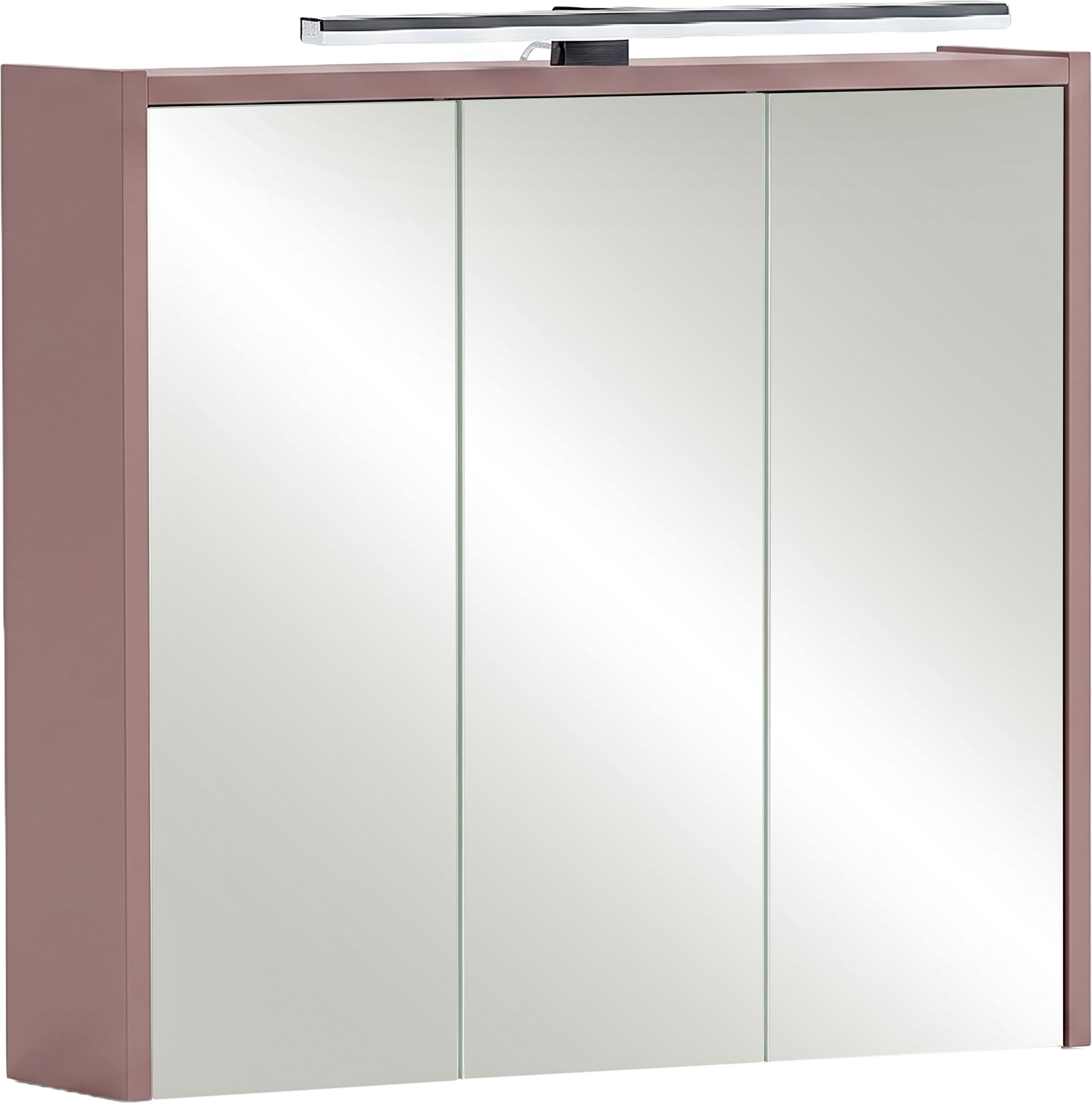 Schildmeyer Spiegelschrank PIAZZA, inkl. Beleuchtung, Breite 65 cm, 3 Türen, MADE IN GERMANY (1-St) Schalter-/Steckdosenkombination hinter der Tür, MADE IN GERMANY