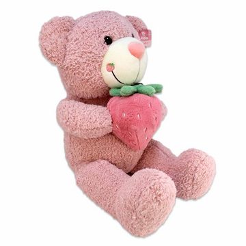 BEMIRO Tierkuscheltier Riesen Teddybär mit Erdbeere - ca. 90 cm 3 Farben