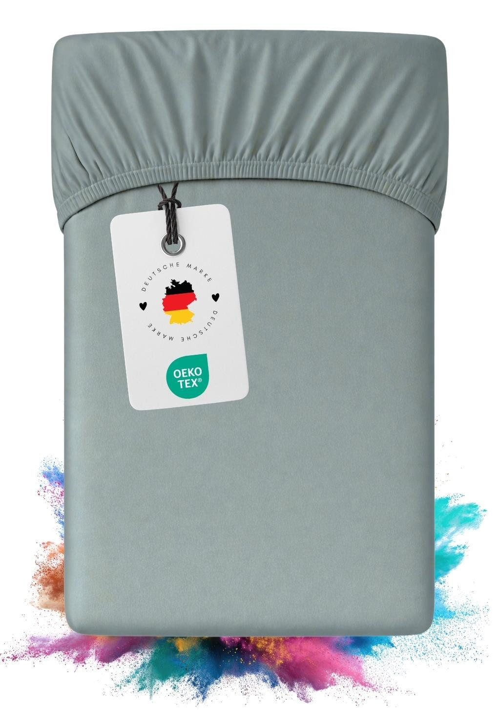 Carpe Sonno Spannbettlaken Mako Satin Spannbetttuch Baumwolle 90 - 100 x 200 140 x 200 180 x 200, Mako-Satin, Gummizug: rundum, (1 Stück), OEKO-TEX Spannbettlaken mit Gummizug, 90x200 - 100x200 Grau