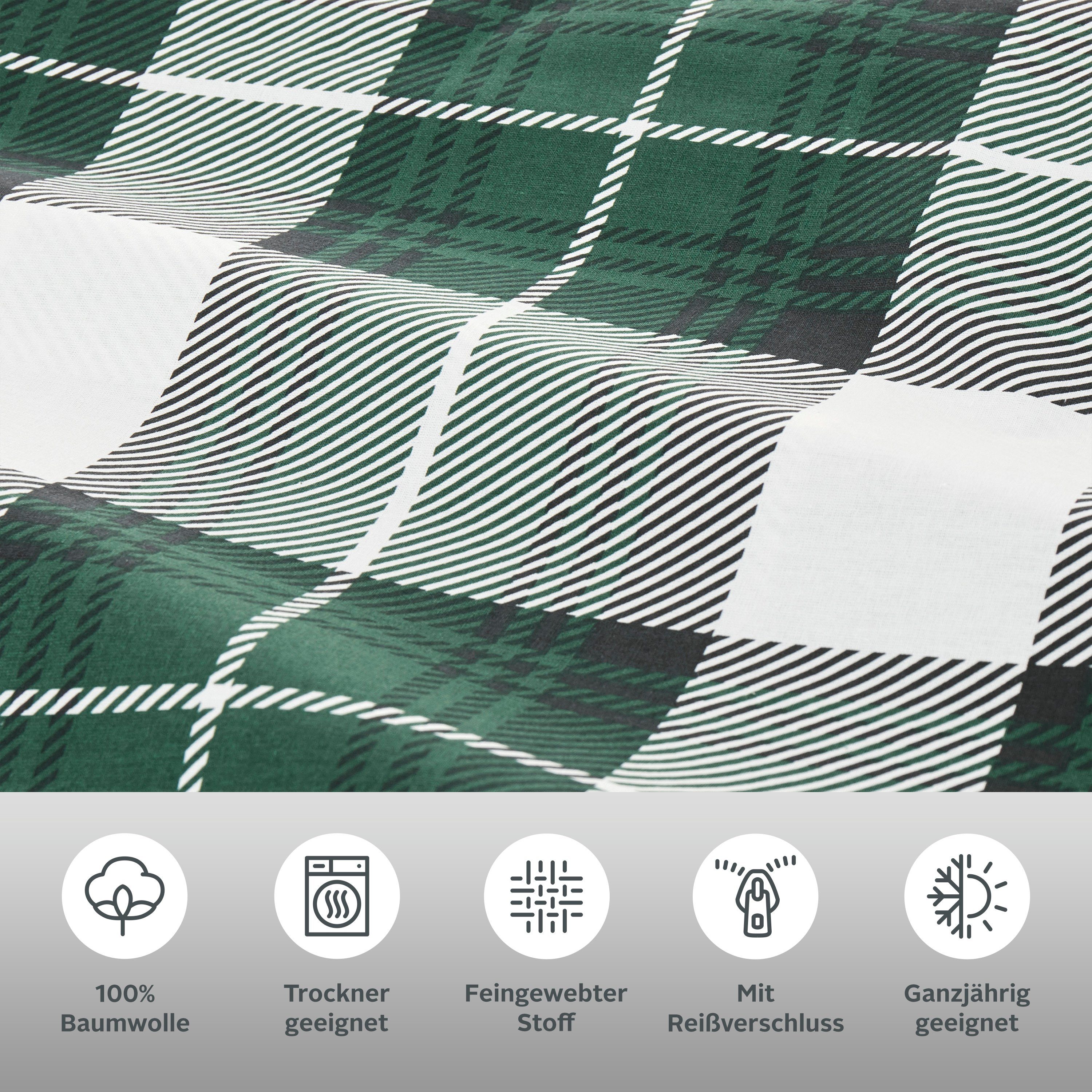 LeGer Home by Lena Gercke Bettwäsche Mileja in Gr. 135x200 oder 155x220 cm, Renforcé, 2 teilig, Bettwäsche aus Baumwolle, karierte Winterbettwäsche, Weihnachten