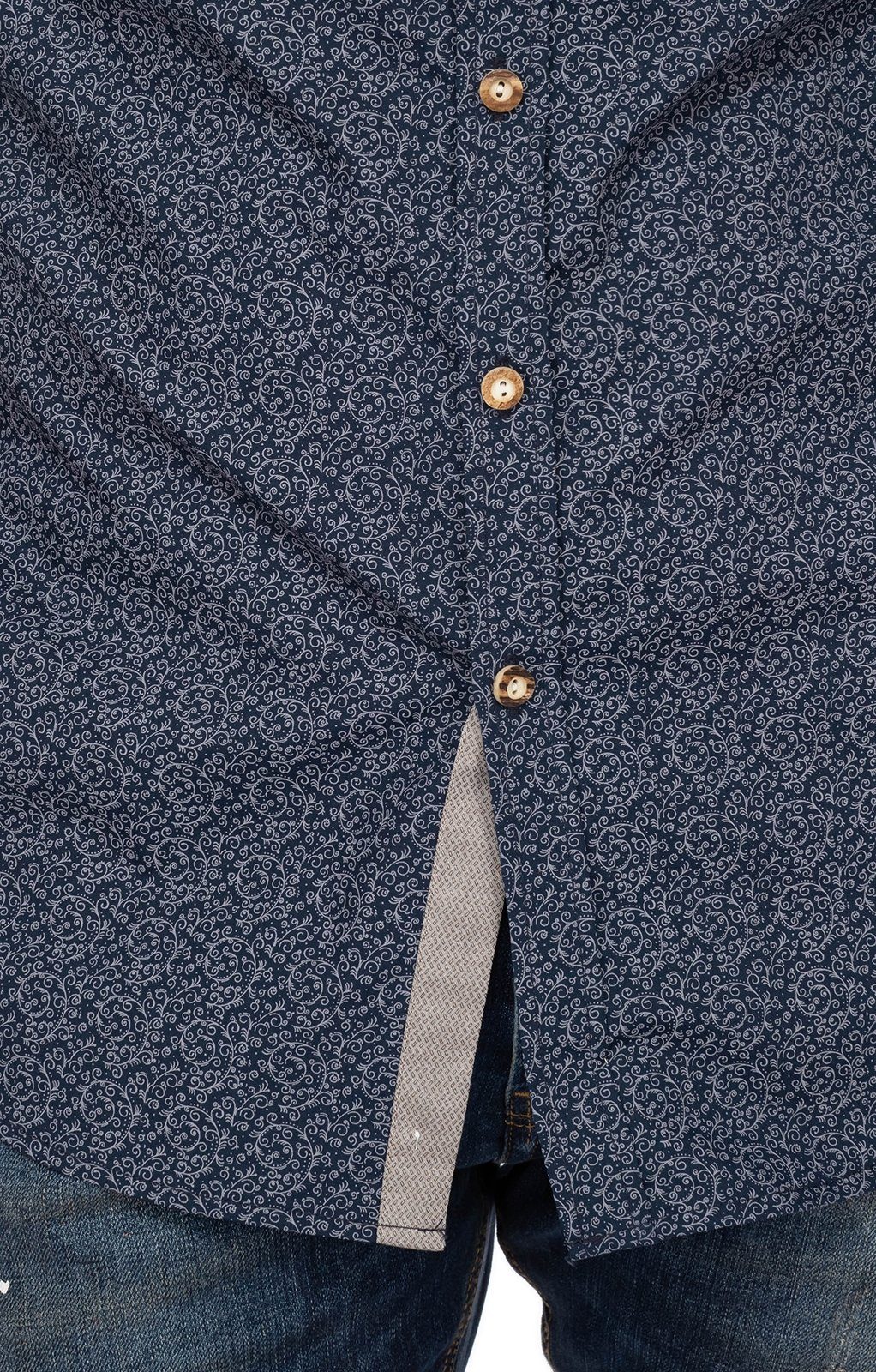 OS-Trachten Trachtenhemd Stehkragenhemd ERIK blau