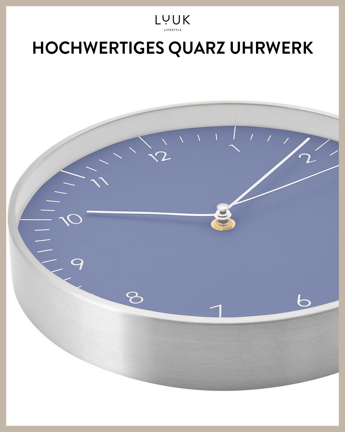 LUUK LIFESTYLE Wanduhr Helsinki (lautlos, ohne Ticken, großes Ziffernblatt, verschied. Größen)