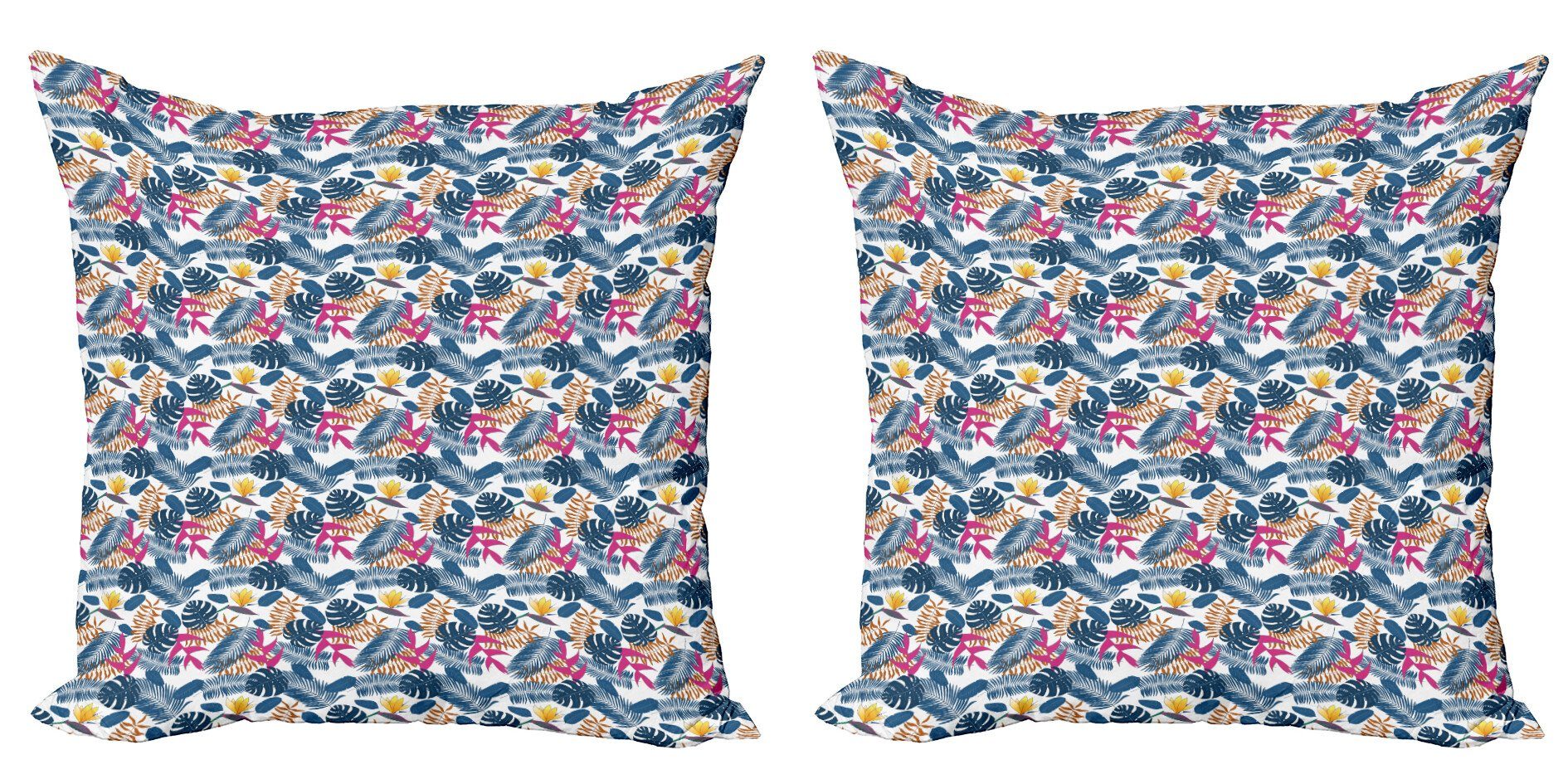 Kissenbezüge Modern Accent Doppelseitiger Digitaldruck, Abakuhaus (2 Stück), Exotisch Blätter und Vogel des Himmels