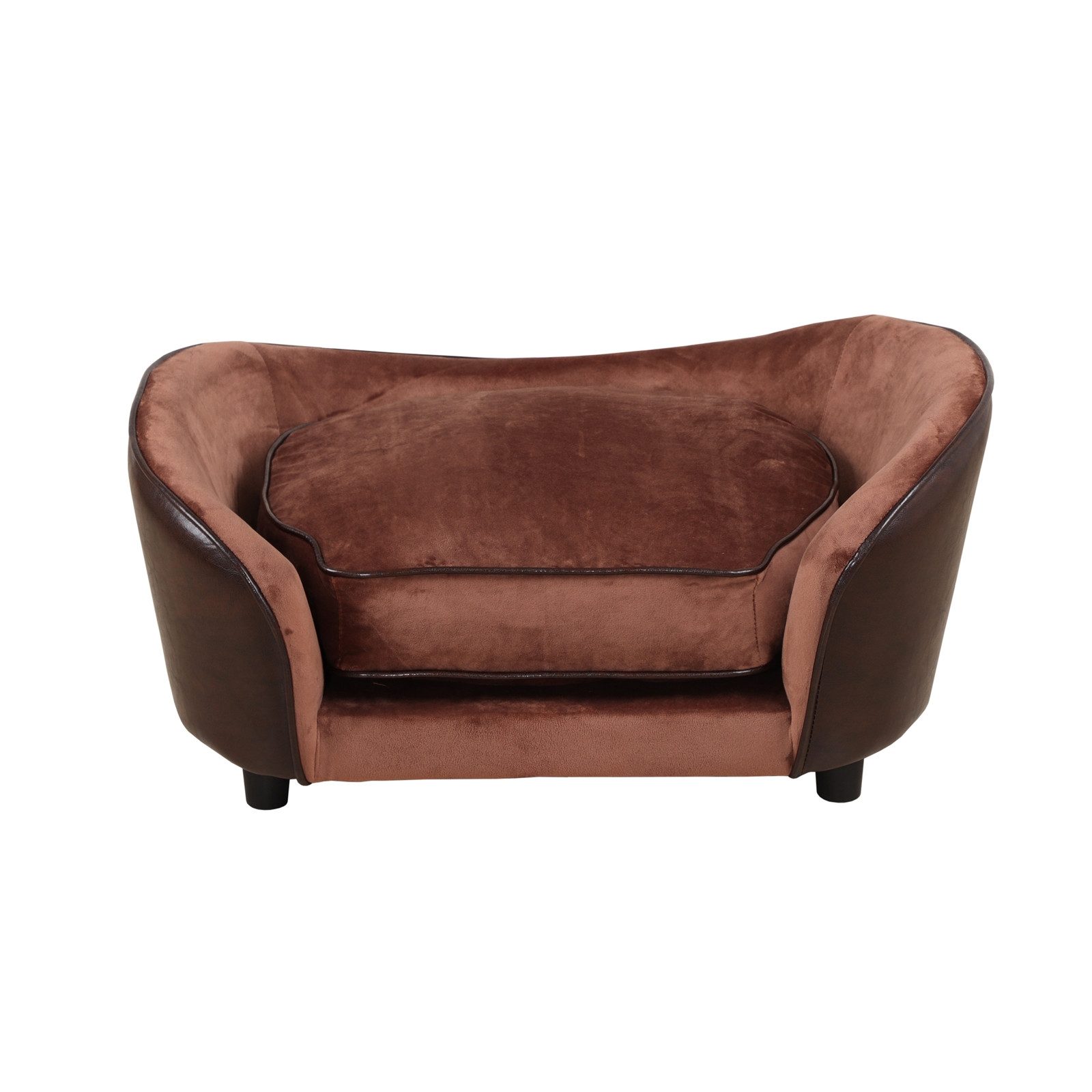 HTI-Living Tierbett Hundesofa Kunstleder Velvet Braun Gr. M Cora, mit abnehmbaren Kissen