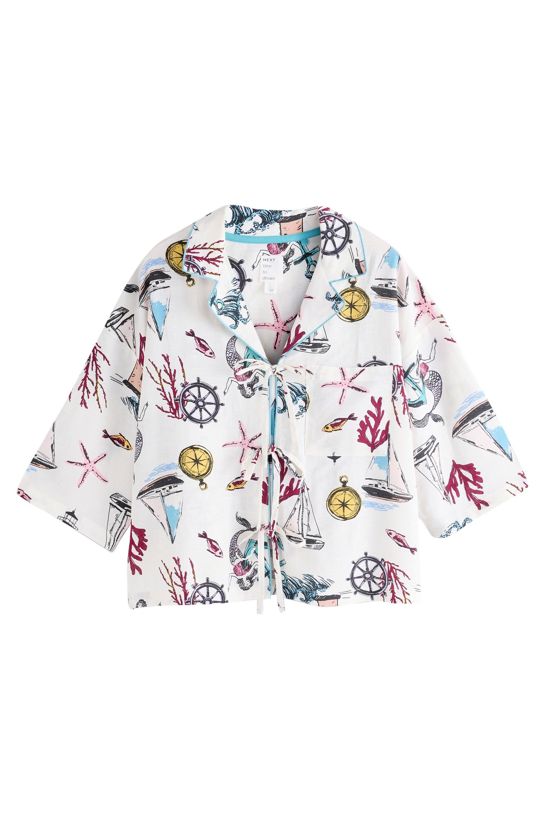 Next Pyjama Kurzer Schlafanzug mit Bindedetail vorne (2 tlg) günstig online kaufen