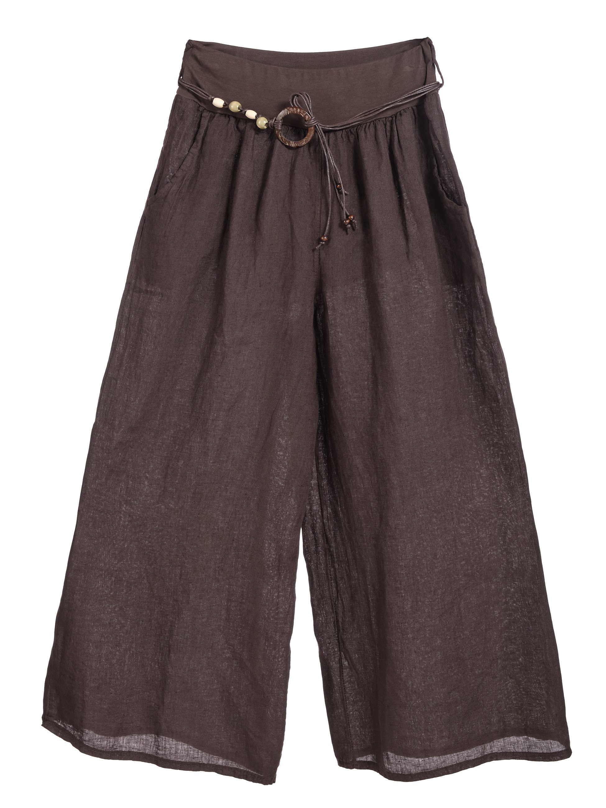 Leinenhose Wide-Leg Schlupfhose