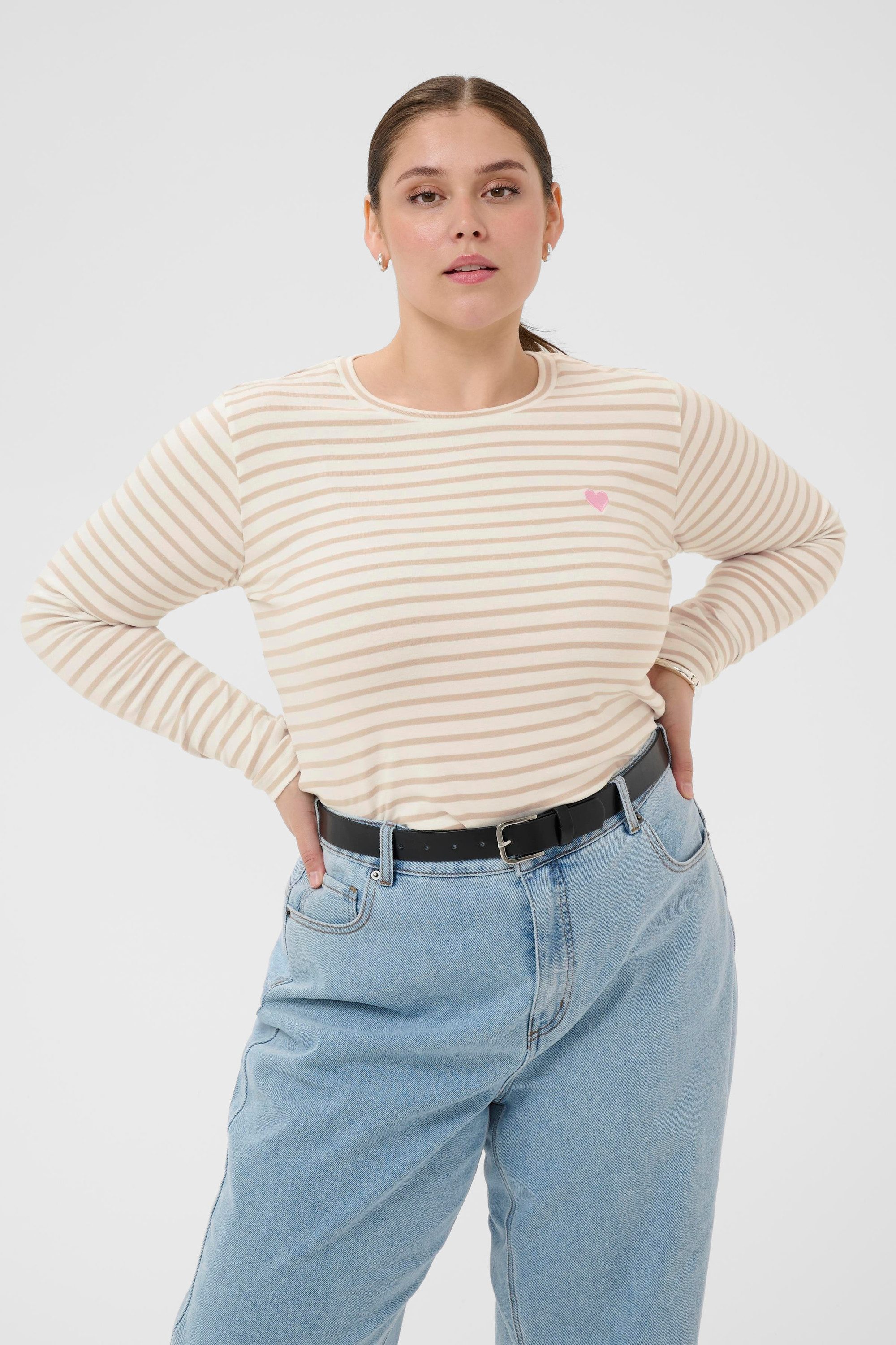 KAFFE Curve Langarmbluse Langarm-Shirt KClia Große Größen