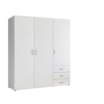 möbelando Kleiderschrank Harry (BxHxT) 150x176x52 cm) in Weiß mit 3 Schubladen und 3 Türen