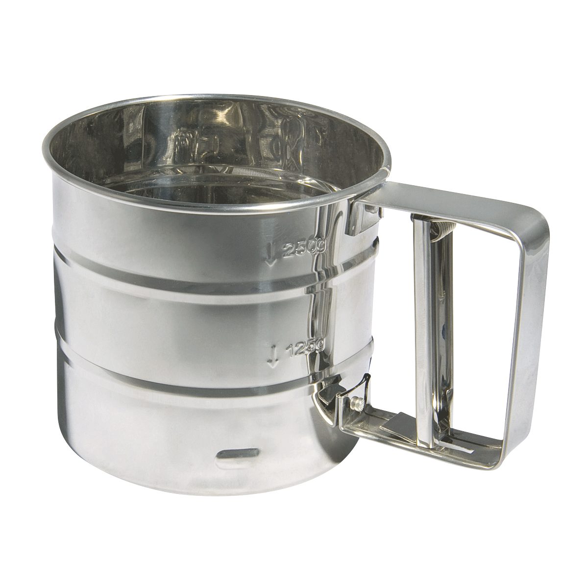 EUROHOME Küchensieb Einhand Mehlsieb aus rostfreiem Edelstahl - Backsieb, Edelstahl, (1-St., Küchensieb Durchmesser 10 cm & Höhe 9 cm), Sieb mit Skala - Backsieb spülmaschinenfest