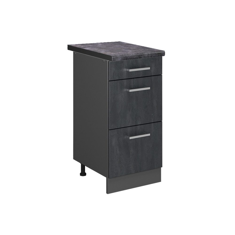 Vicco Unterschrank R-Line, Schwarz Beton/Anthrazit, 40 cm AP Anthrazit (1-St)