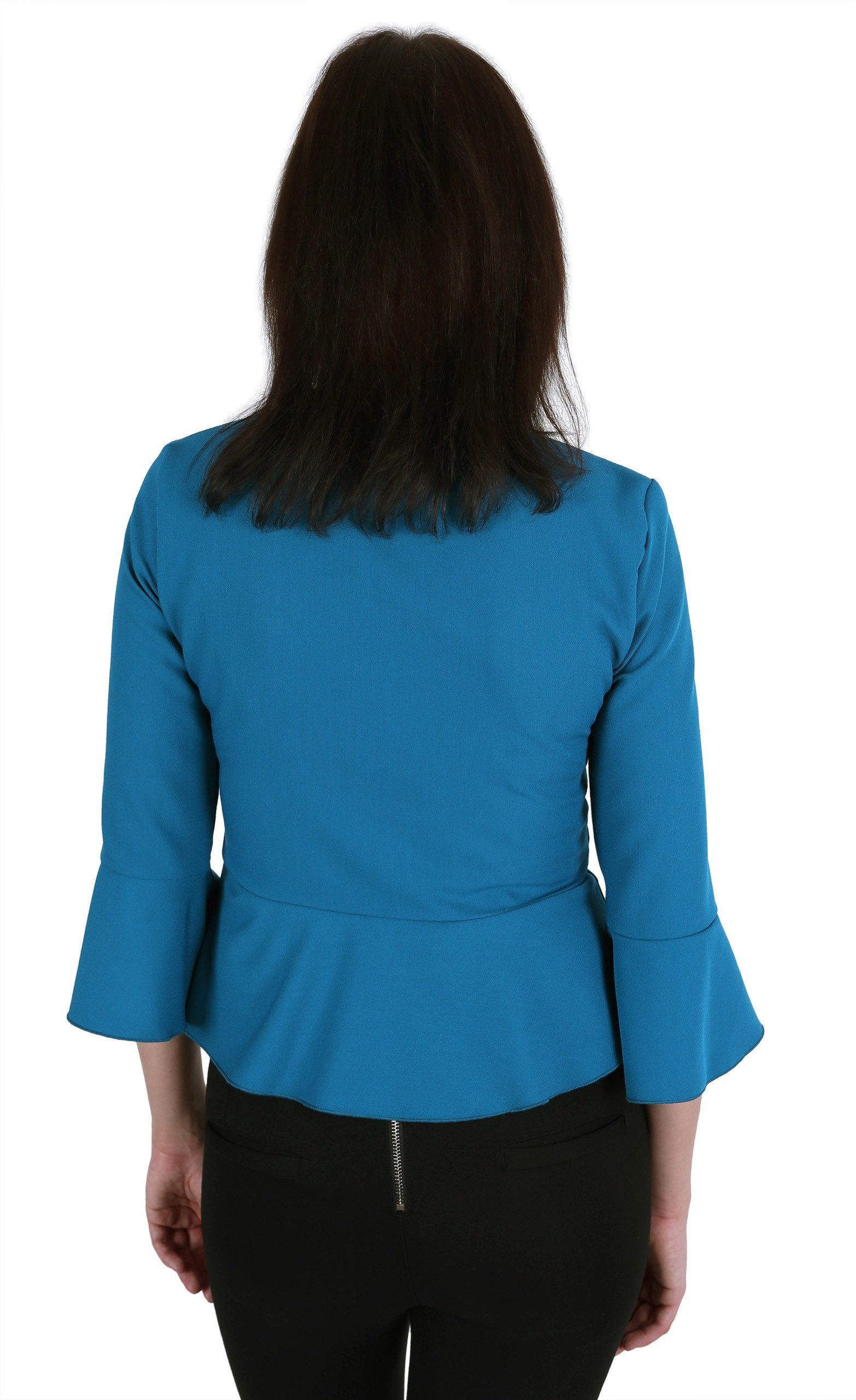 Sarcia.eu Blusentop Bluse in Meeresfarbe- Trompetenärmel JOHN ZACK L