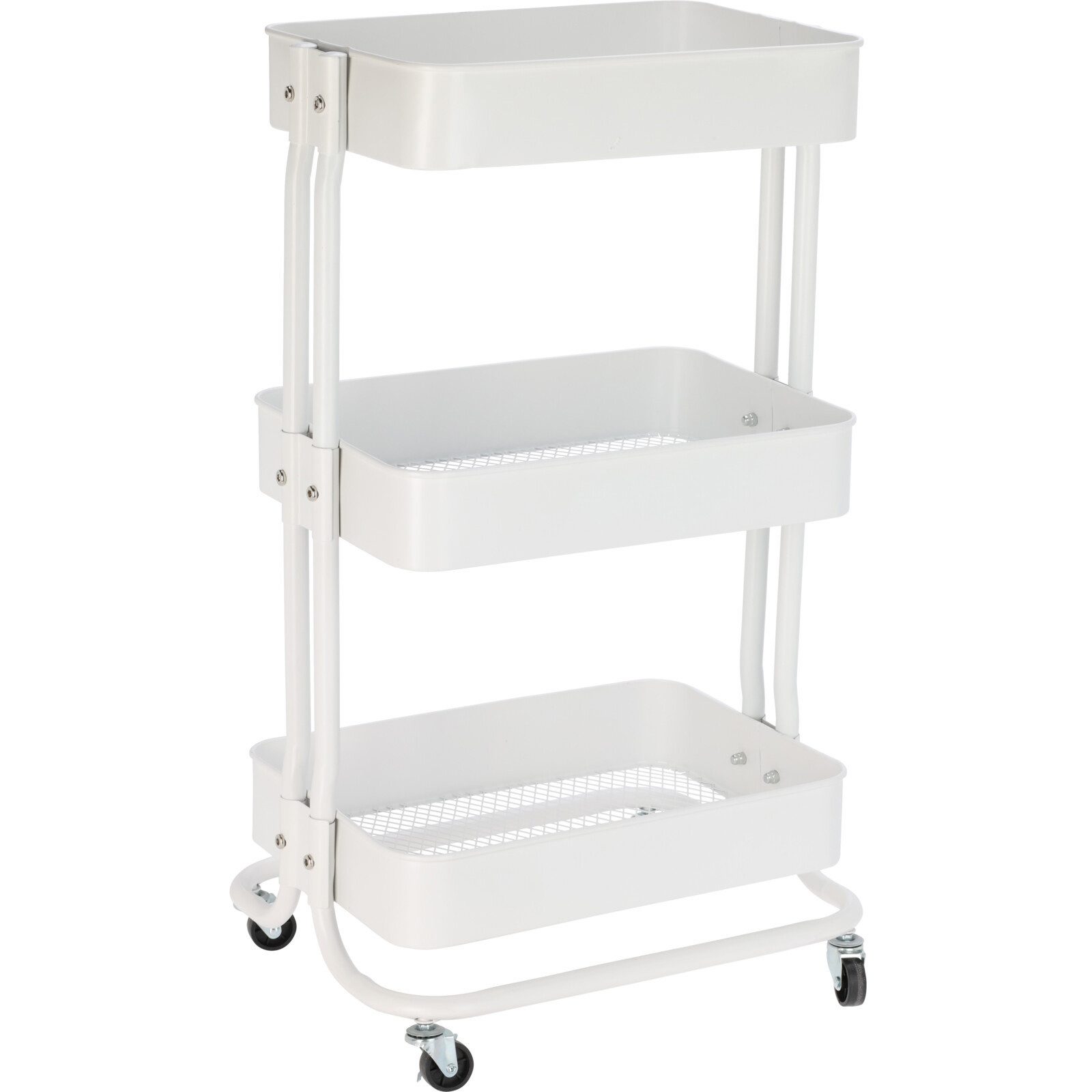 Koopman Küchenwagen Rollwagen Aufbewahrung Metall 76x46x33 cm Bausatz Montage Weiss, (Stück, 1 St., Packung), Weiß, 76x46x33cm, Metall, 3 Ebenen, mit Rollen