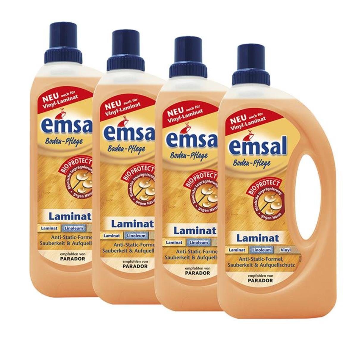 emsal 4x emsal Boden-Pflege Laminat 1 Liter mit Bioprotect - für Laminat, Li Fussbodenreiniger