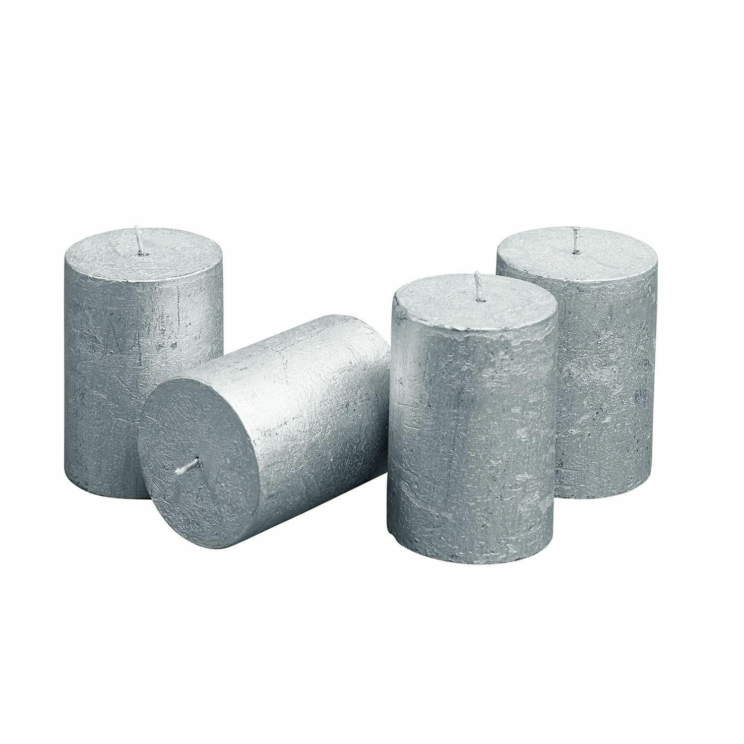 Mirabeau Stumpenkerze Kerze 4er Set Virrans silber (4er Set, 4er Set), none