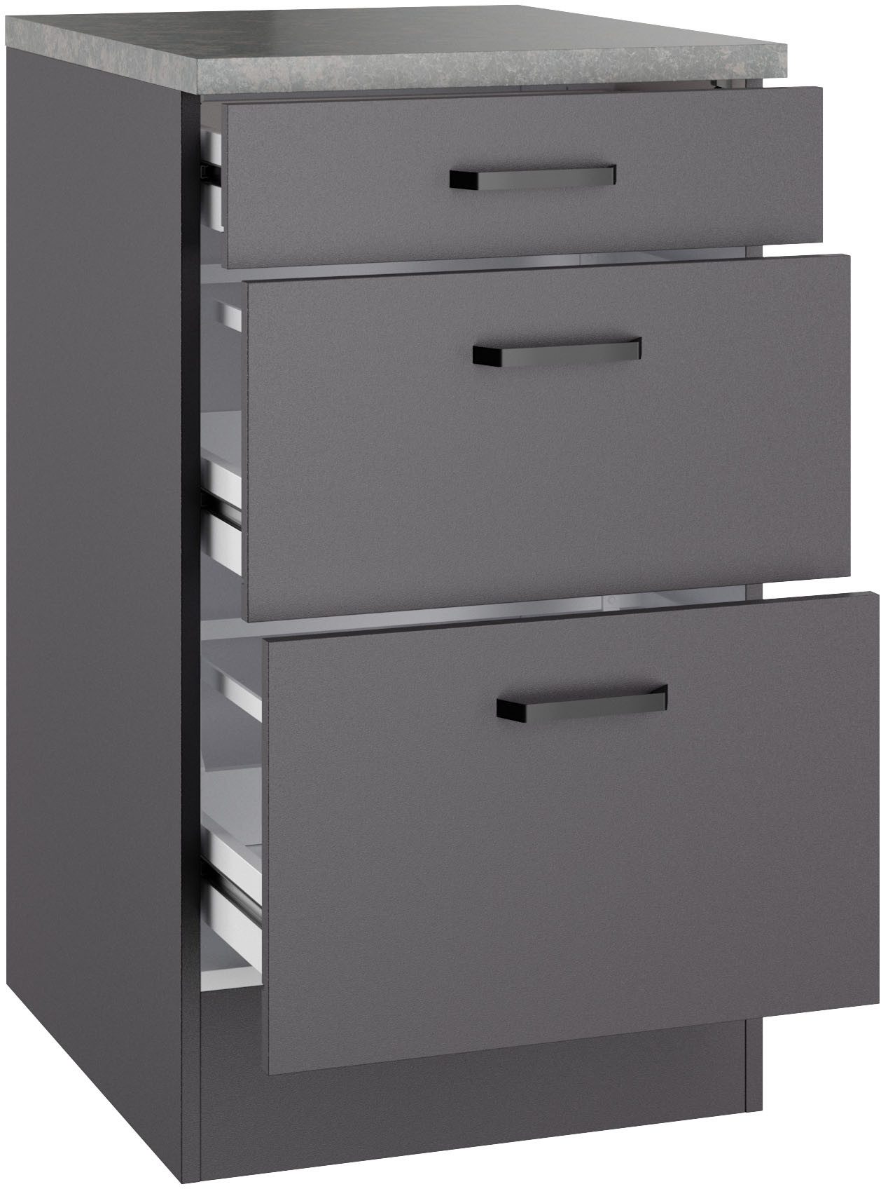 OPTIFIT Unterschrank OPTImulti Breite 50 cm, Tiefe 60 cm, mit 1 Schubkasten, 2 Auszügen