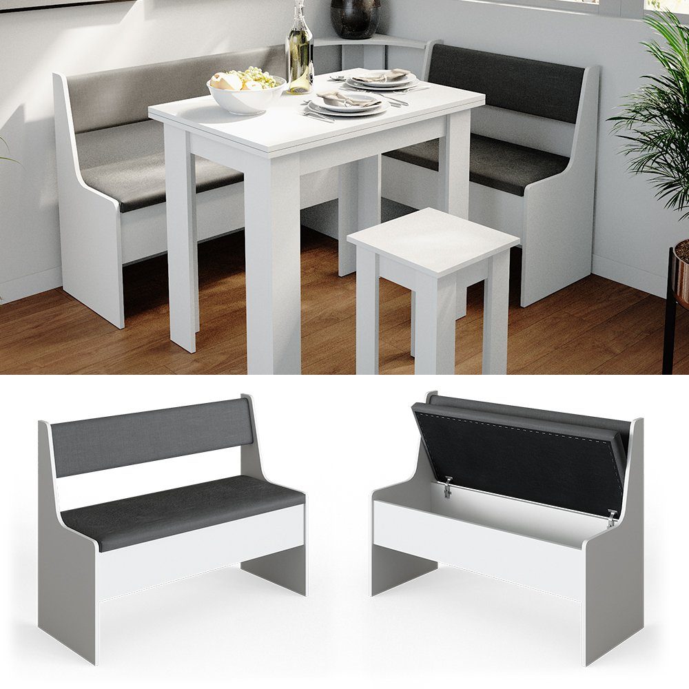 Vicco Sitzbank Roman, Weiß/Anthrazit, 106 x 42 cm (1-St)