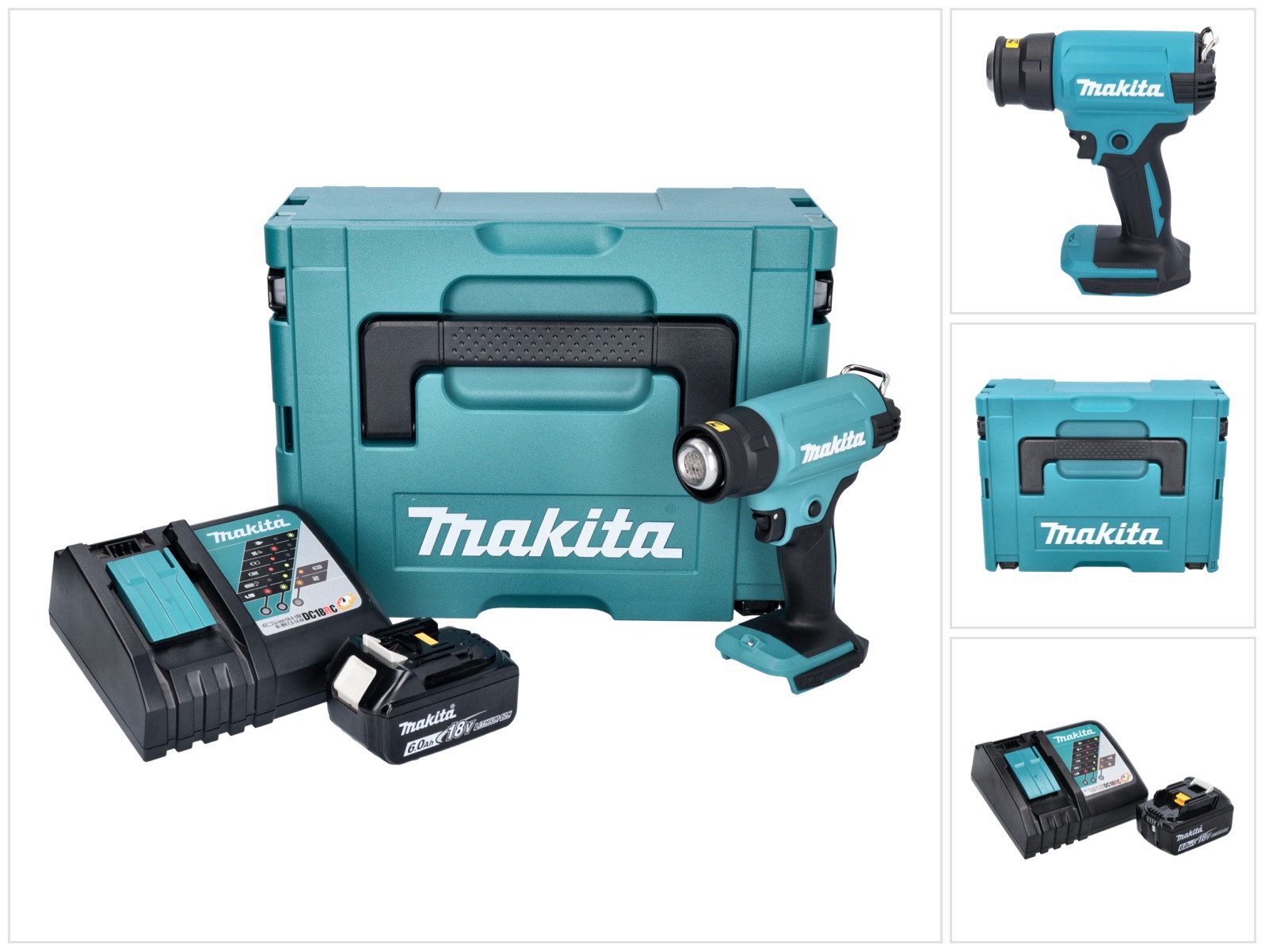 Makita Akku-Heißluftgebläse DHG 180 RG1J Akku Heißluftgebläse 18 V 550 °C + 1x Akku 6,0 Ah
