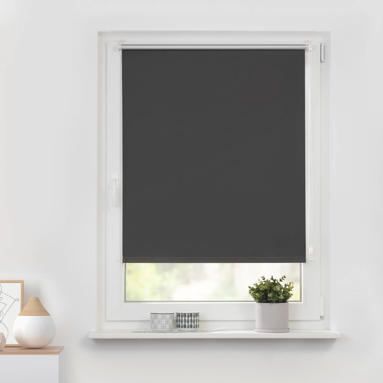 Seitenzugrollo Klemmfix Hitzeschutz, LICHTBLICK ORIGINAL, verdunkelnd, ohne Bohren, freihängend, Klemmfix, mit Thermobeschichtung